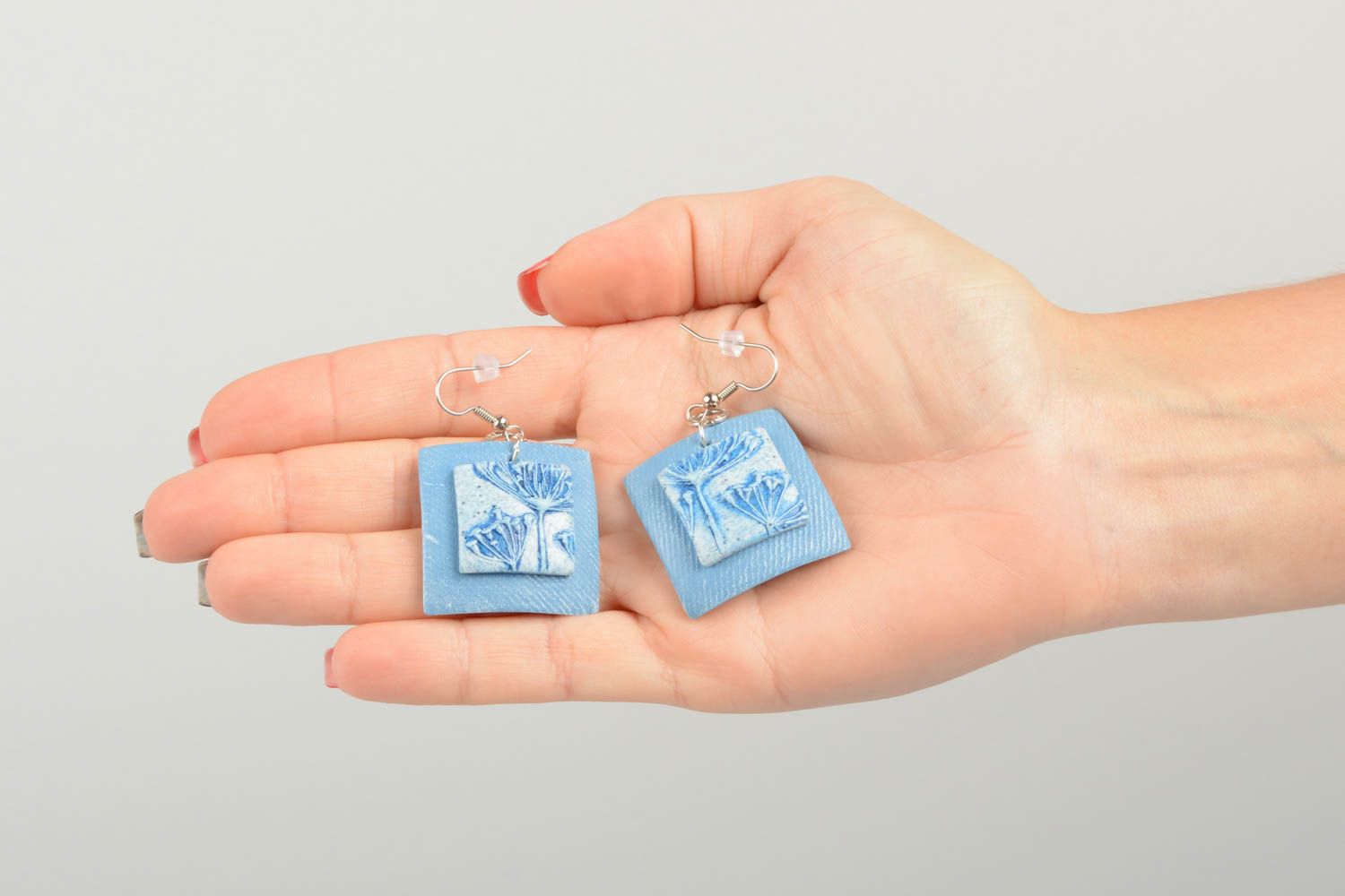 Handmade blaue modische Schmuck Ohrringe Polymer Schmuck Accessoire für Frauen foto 5