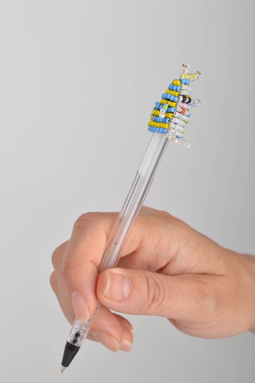 Handmade Finger Spielzeug aus Glasperlen für Bleistifte in Form der Katze  foto 1