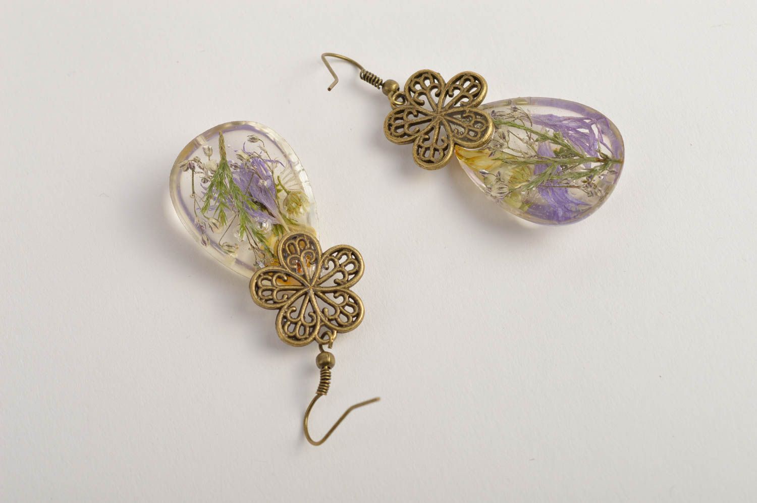 Handmade earrings epoxy resin flower jewelry designer earrings gifts for women photo 4