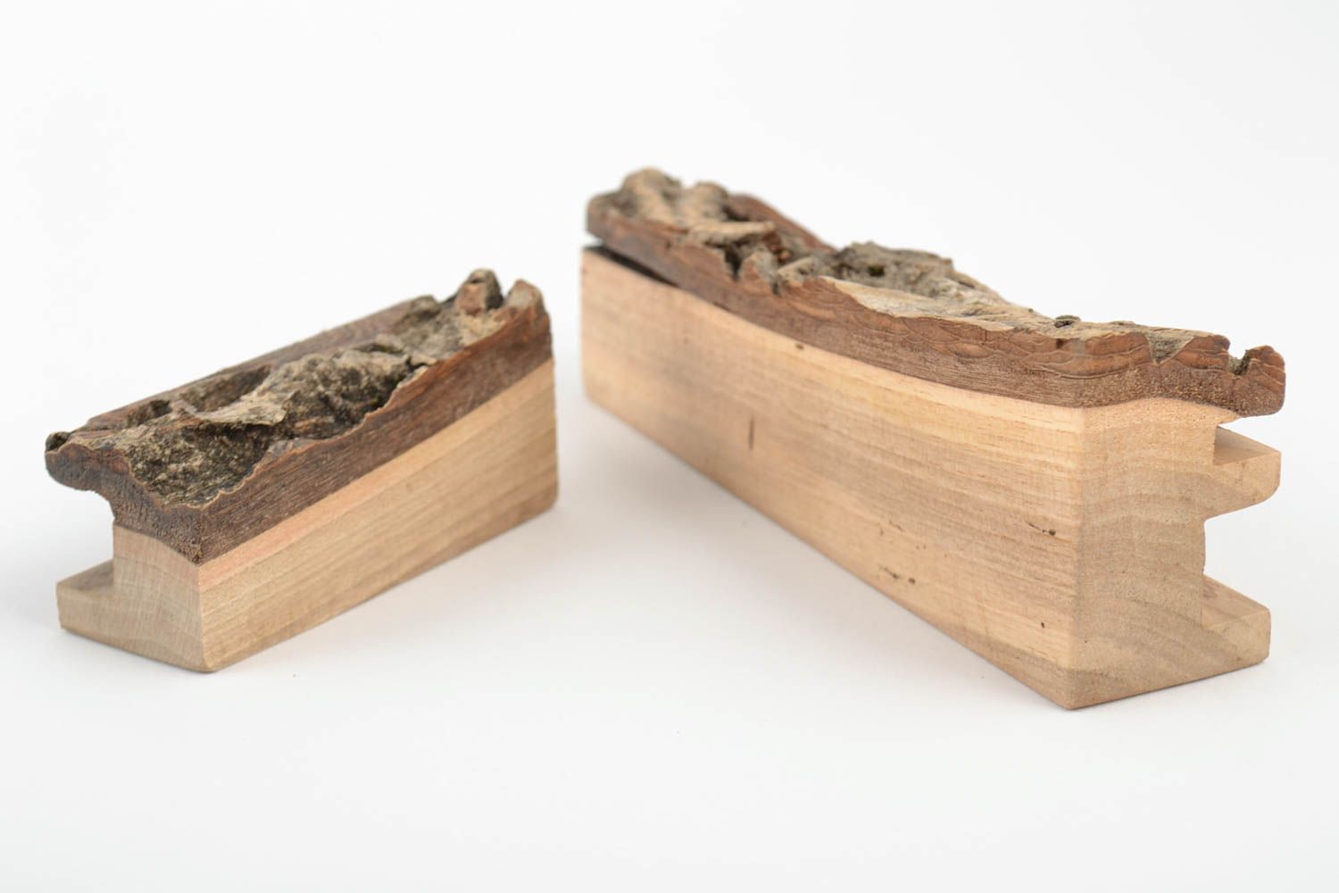Ensemble de 2 supports en bois pour tablette et portable faits main style écolo photo 4