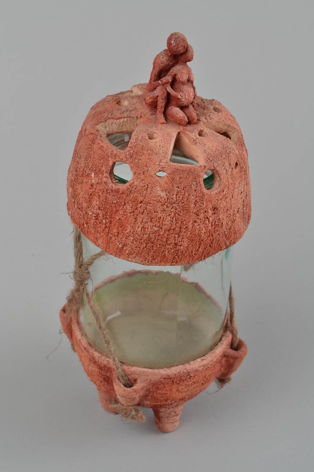 Kerzenhalter Keramik handgefertigt Wohnzimmer Deko Teelichthalter aus Ton  foto 5