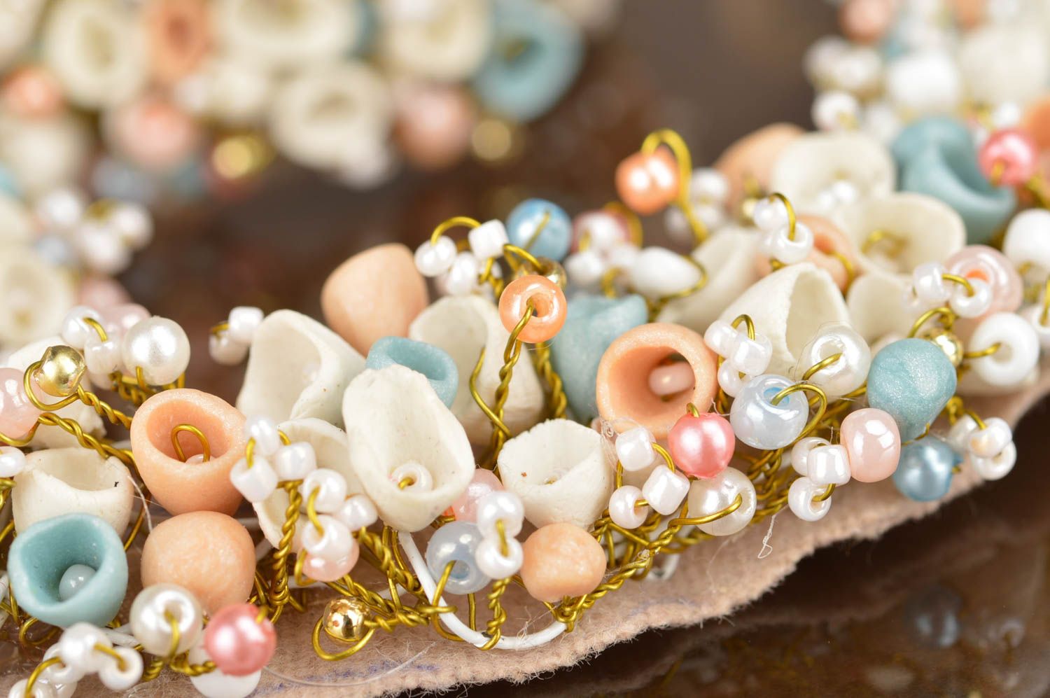 Ensemble de collier boucles d'oreilles et bracelet en pâte polymère Fleurs  photo 3
