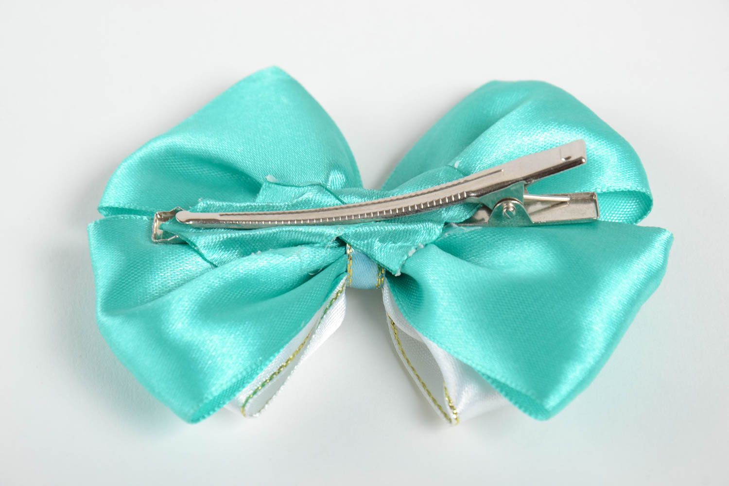 Handmade Schleifen Haarspange Haarschmuck für Mädchen Haar Accessoires weiß blau foto 3