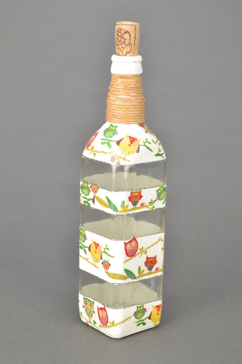 Decorative bottle with cork Owls photo 3