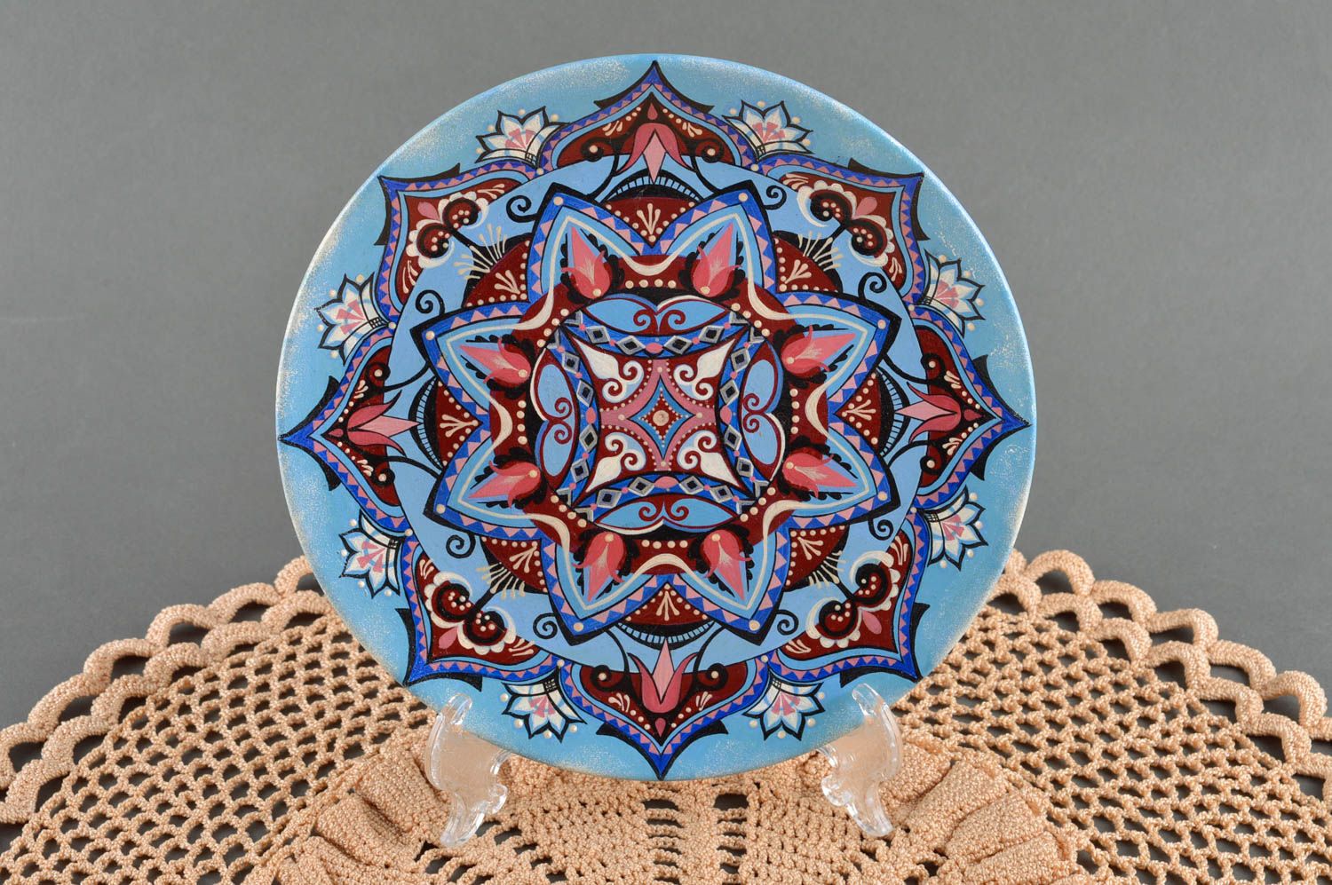 Handmade schöner Keramik Wandteller Küchen Deko Wohn Accessoire mit Ornament  foto 1