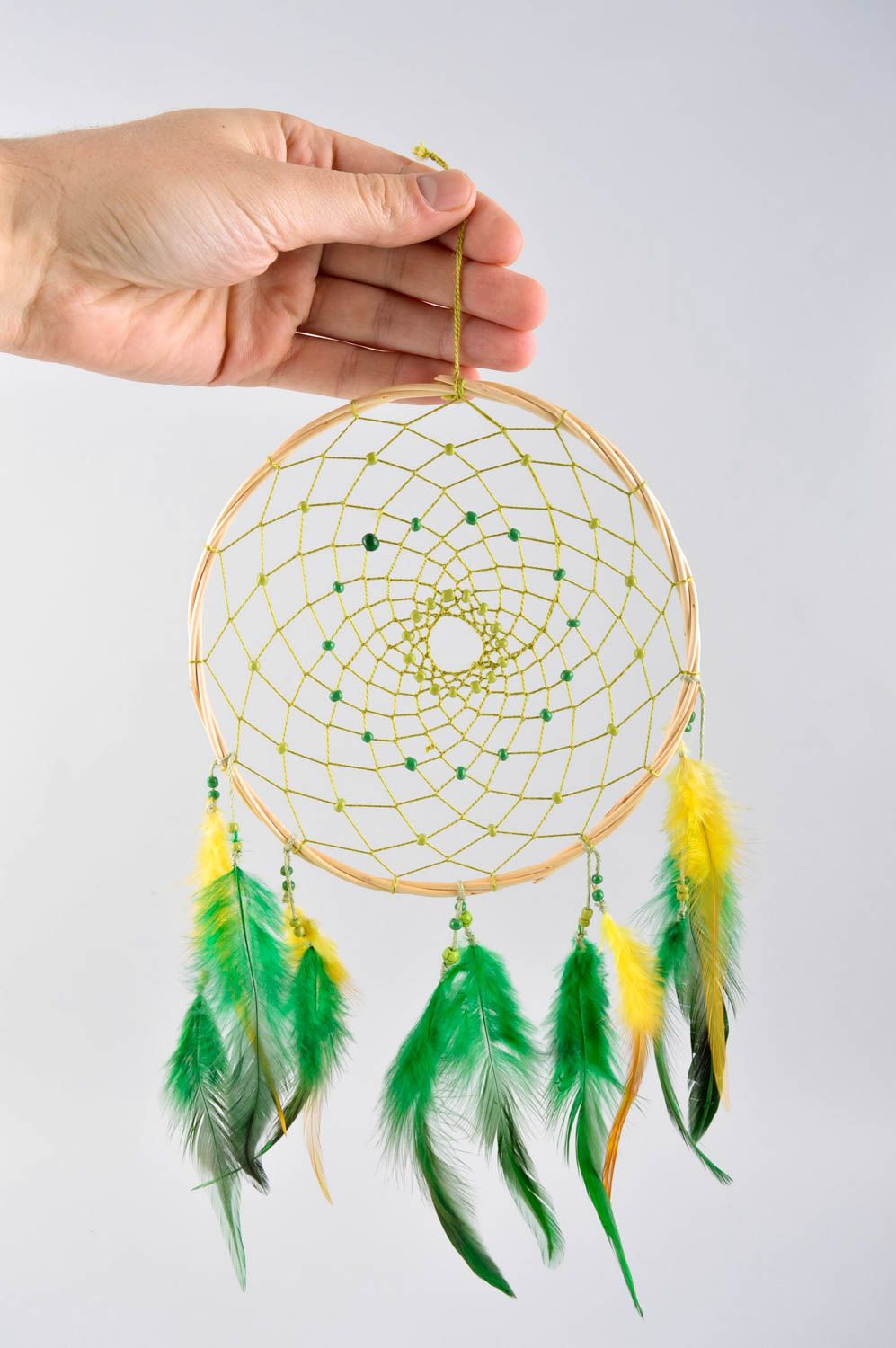 Atrapasueños con plumas artesanal talismán de protección decoración de casa  foto 5