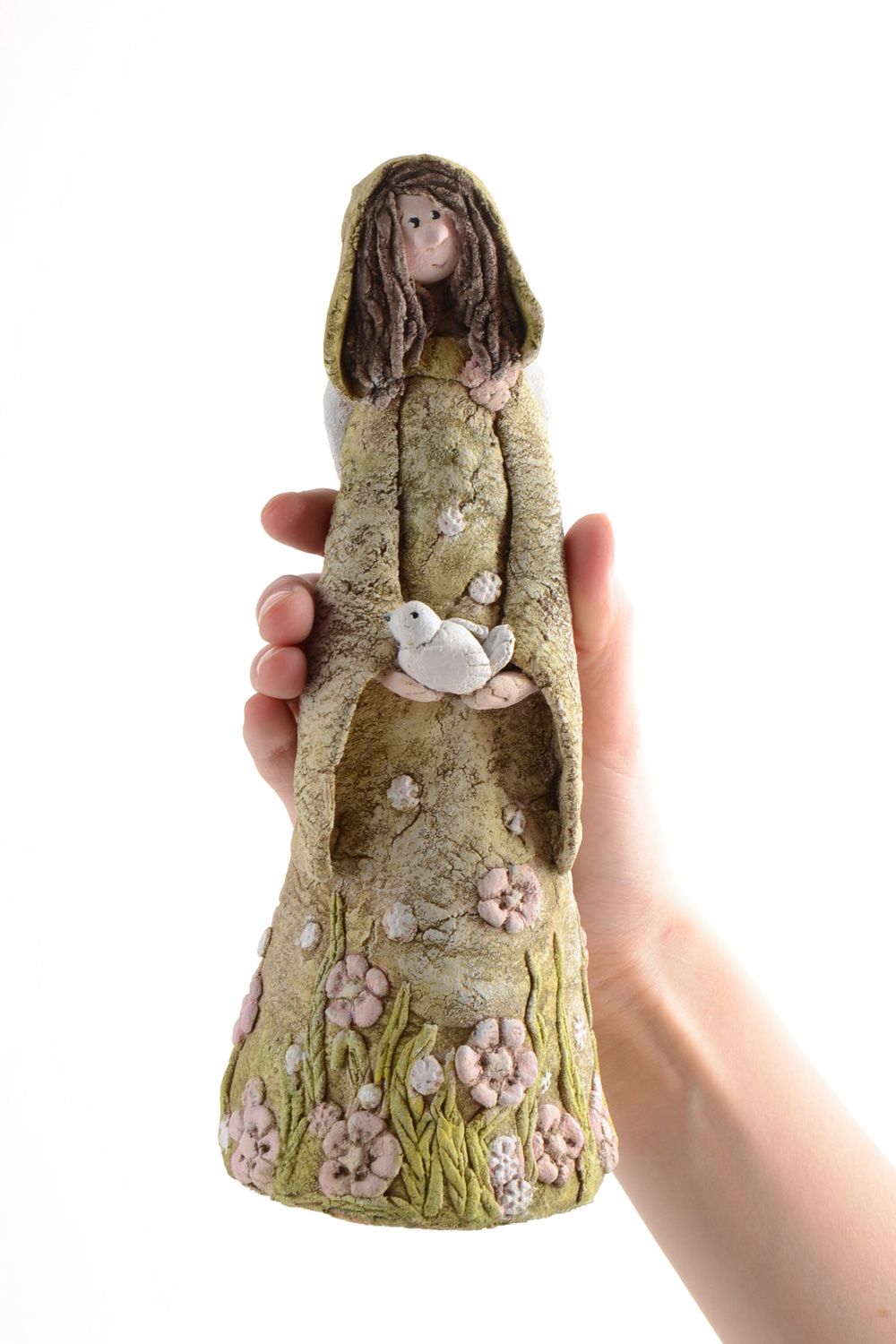 Designer figurine hand made of self-hardening clay Angel of Spring photo 5