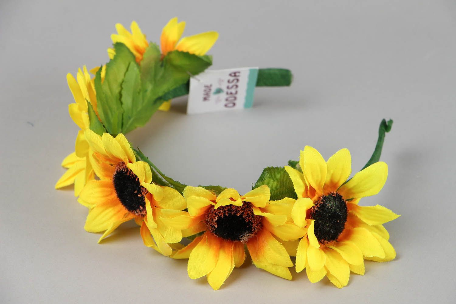 Hairband made of fabric sunflower flowers photo 3