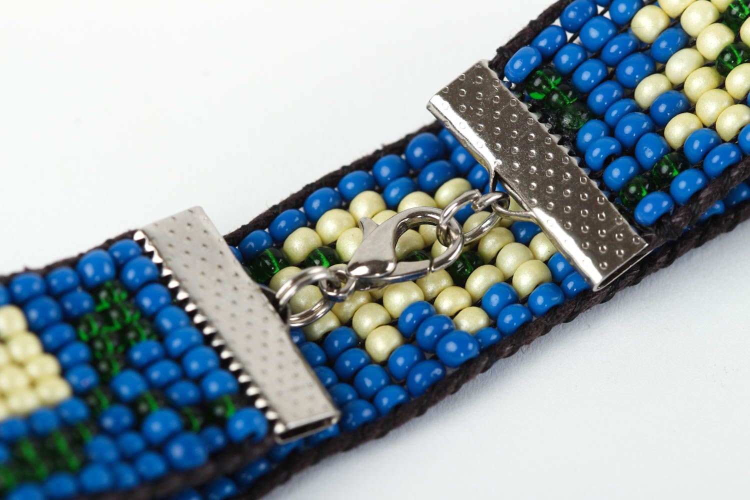Bracelet en perles de rocaille Bijou fait main bleu à motifs Cadeau femme photo 4