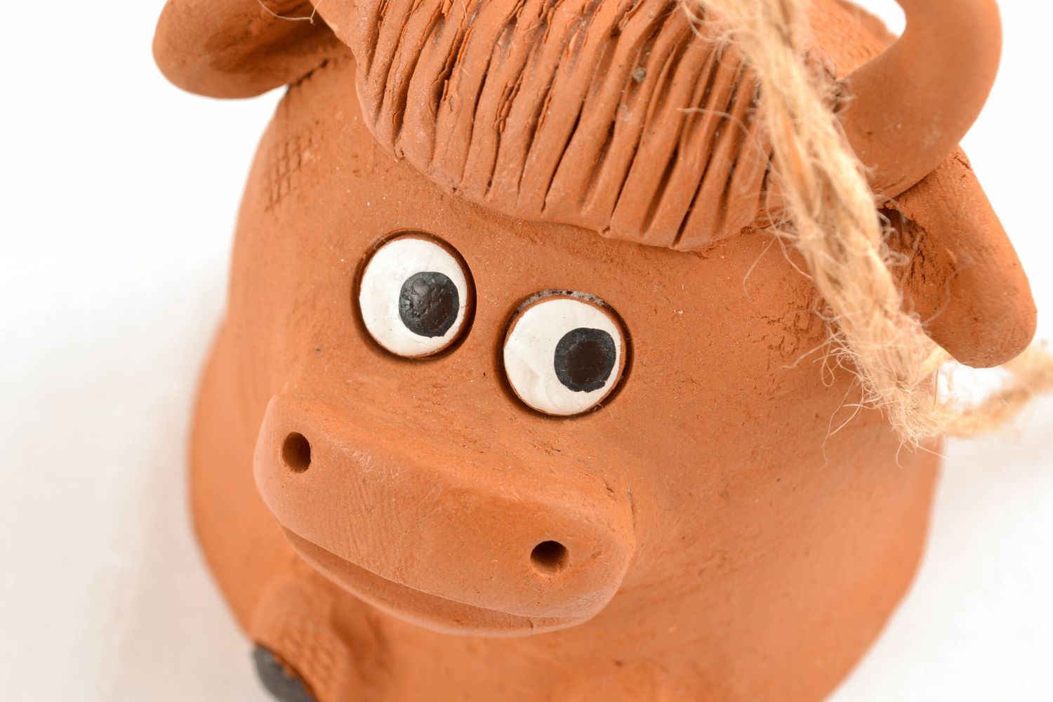Campanello d'autore in ceramica fatto a mano a forma di mucca divertente
 foto 4