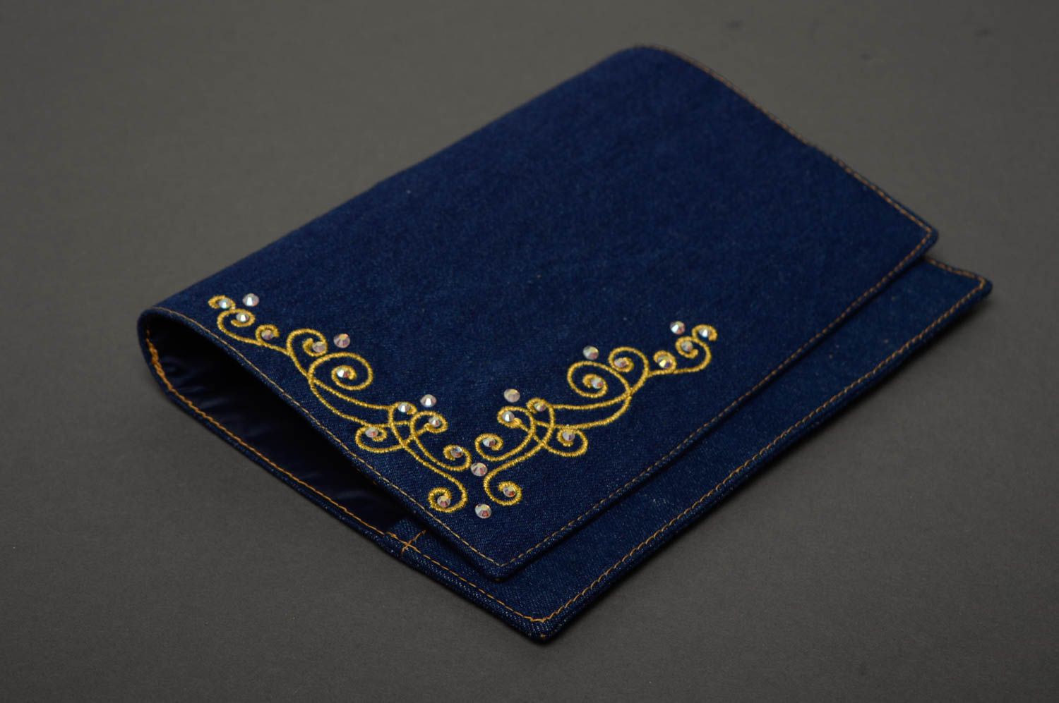 Handmade soft denim notebook cover photo 1