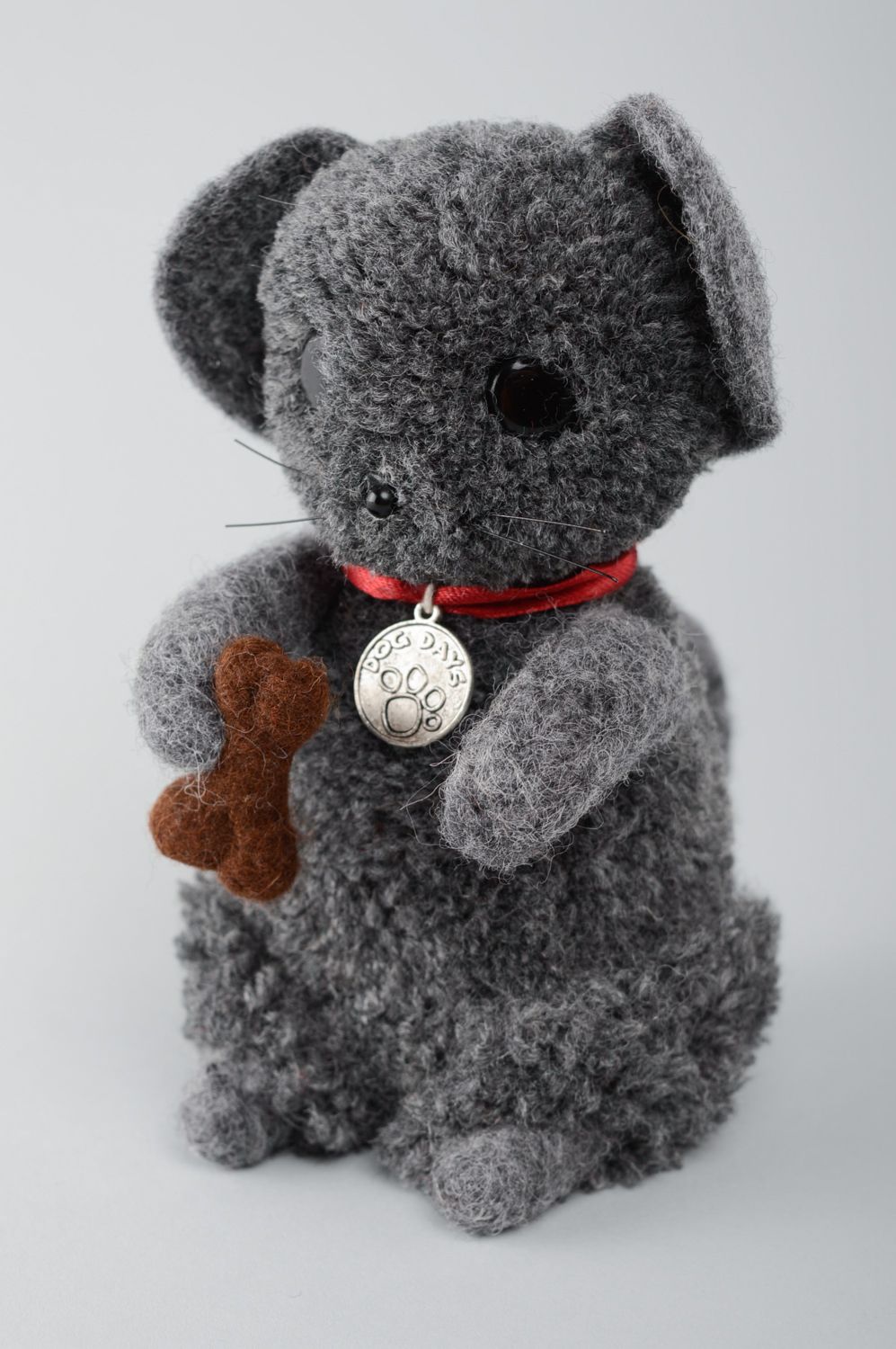 Pompon toy dog with collar photo 1