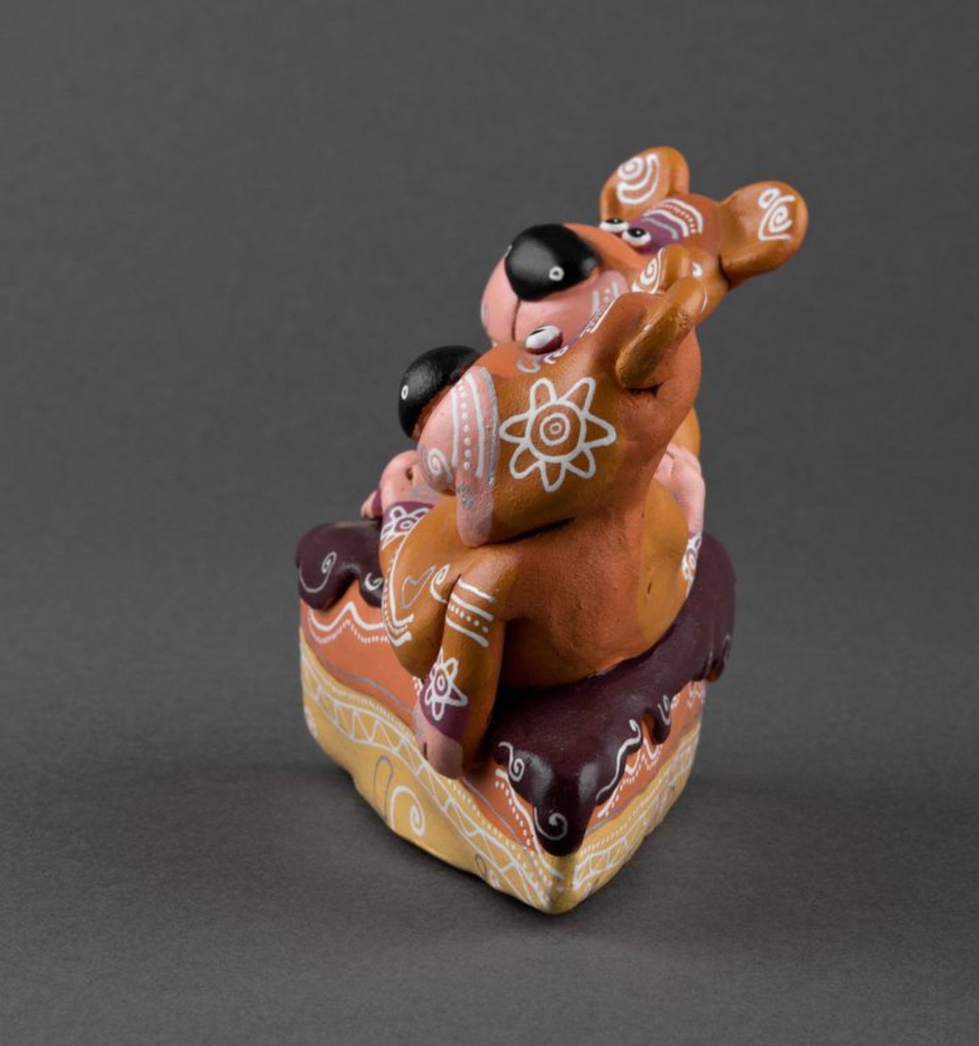 Statuetta orsetti di argilla fatta a mano Figurina decorativa in ceramica 
 foto 5