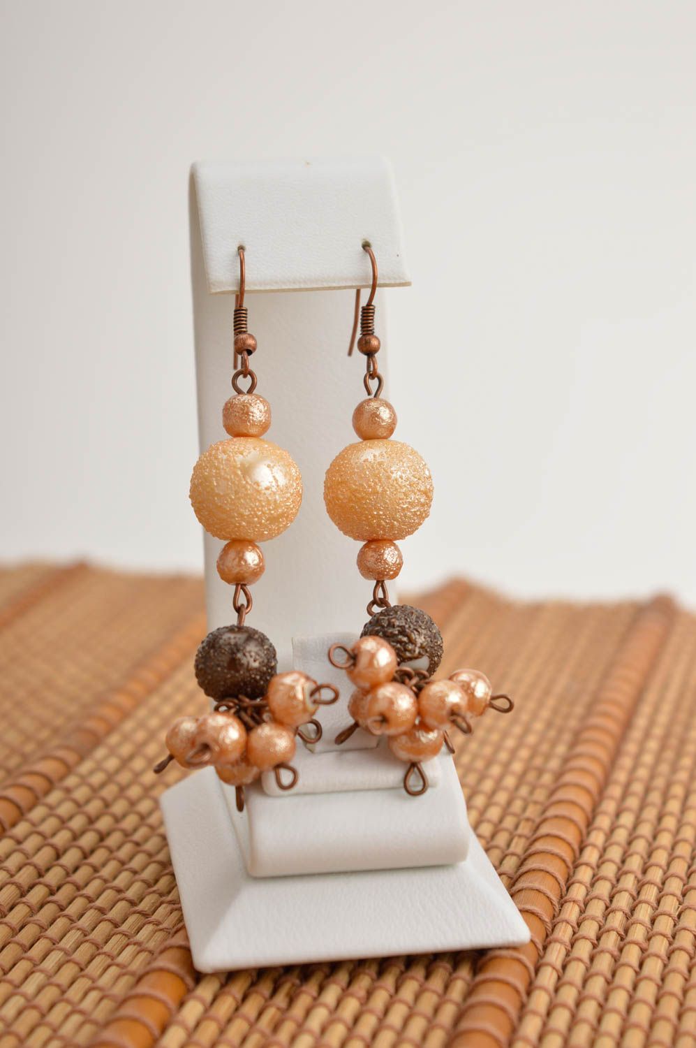 Cute handmade beaded earrings dangle plastic earrings accessories for girls photo 1