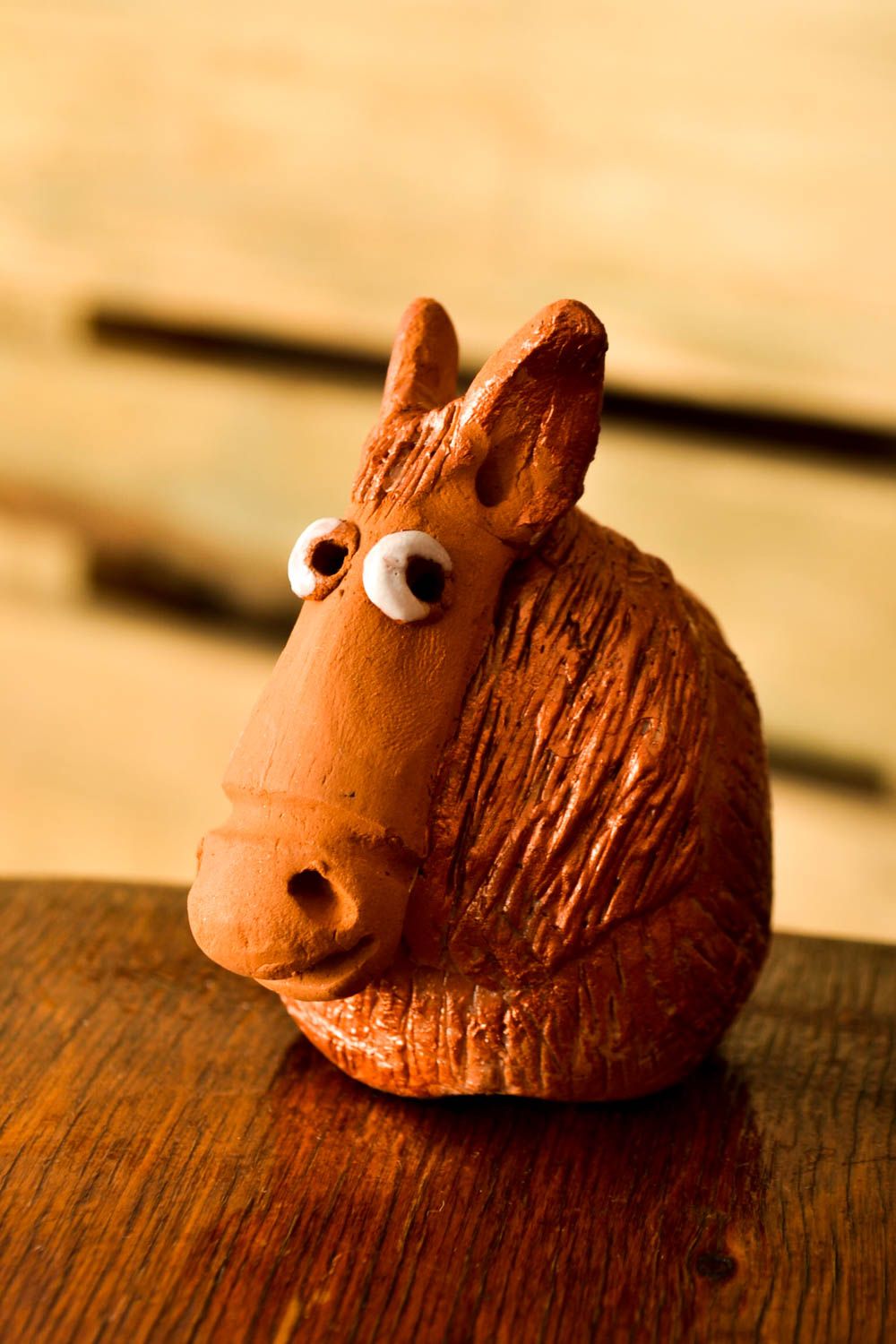 Figurine Cheval en terre cuite faite main petite marron Décoration maison photo 1