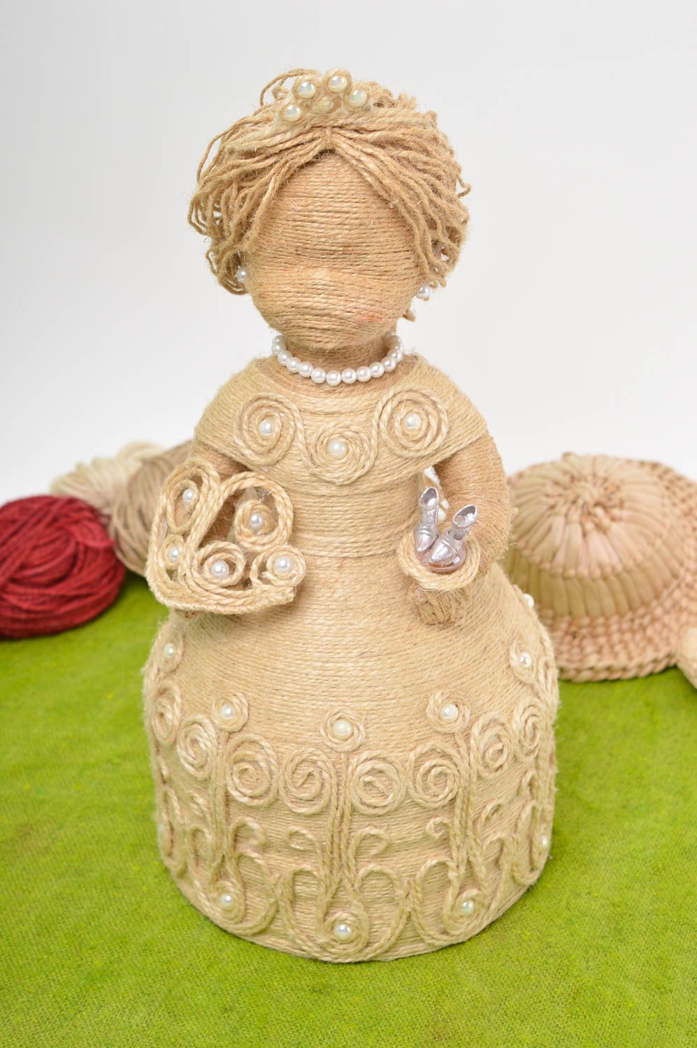 Кукла ручной работы декор для дома кукла из шпагата статуэтка фигурка Золушка фото 1