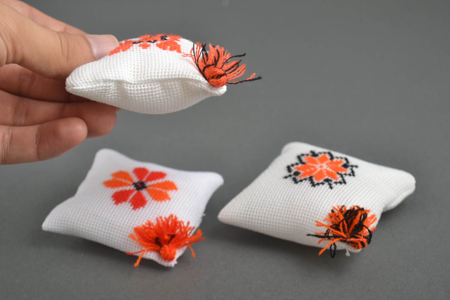 Alfileteros de tela hechos a mano de 3 piezas cosas para costura regalo original foto 5
