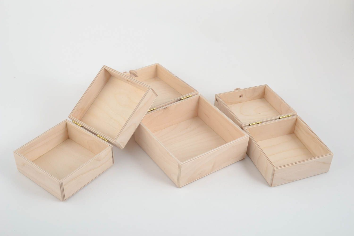 Boîtes en bois carrées faites main Coffrets en bois Décoration maison 3 pièces photo 2