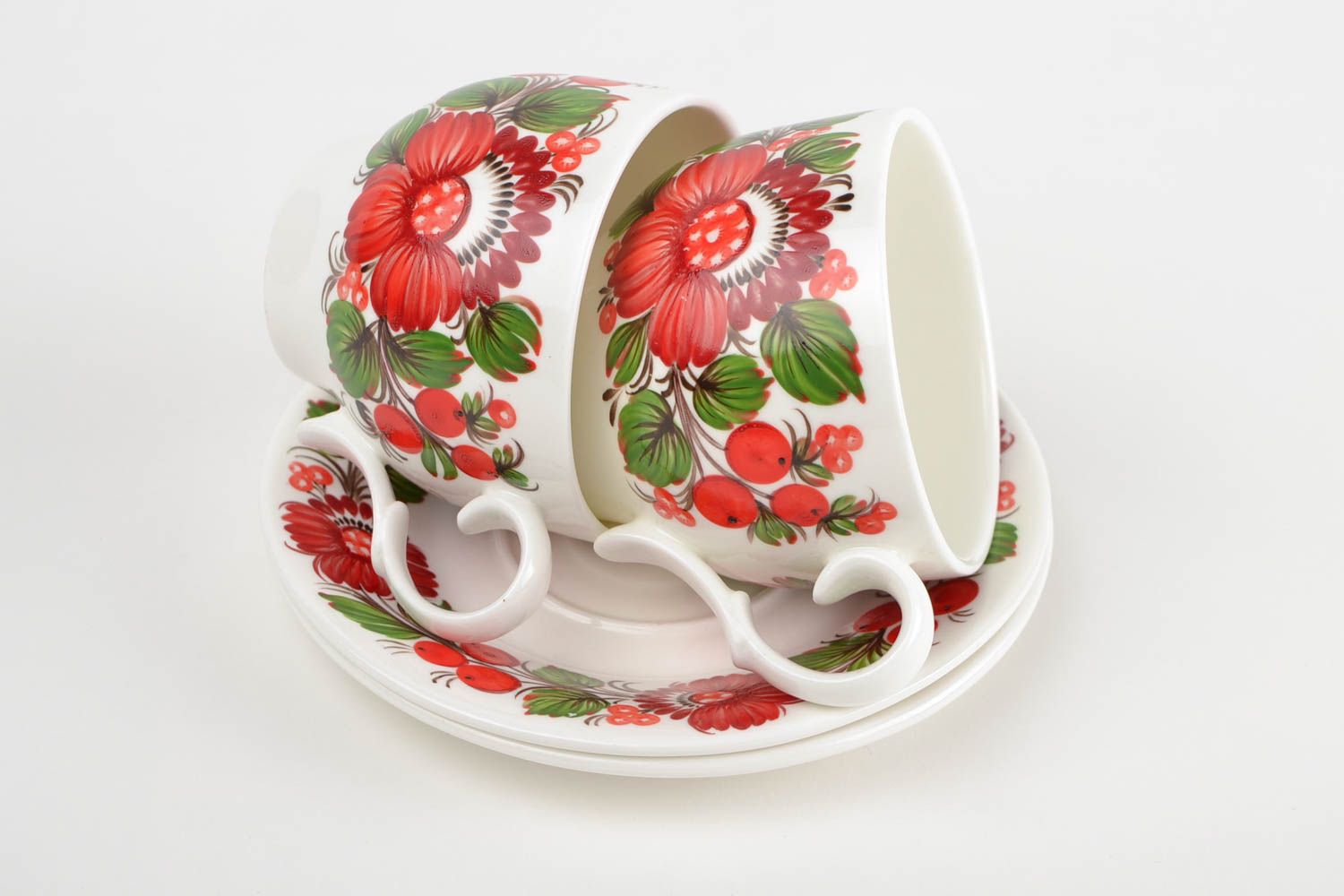 Juego de tazas para té artesanal 2 piezas menaje de hogar decoración original foto 4
