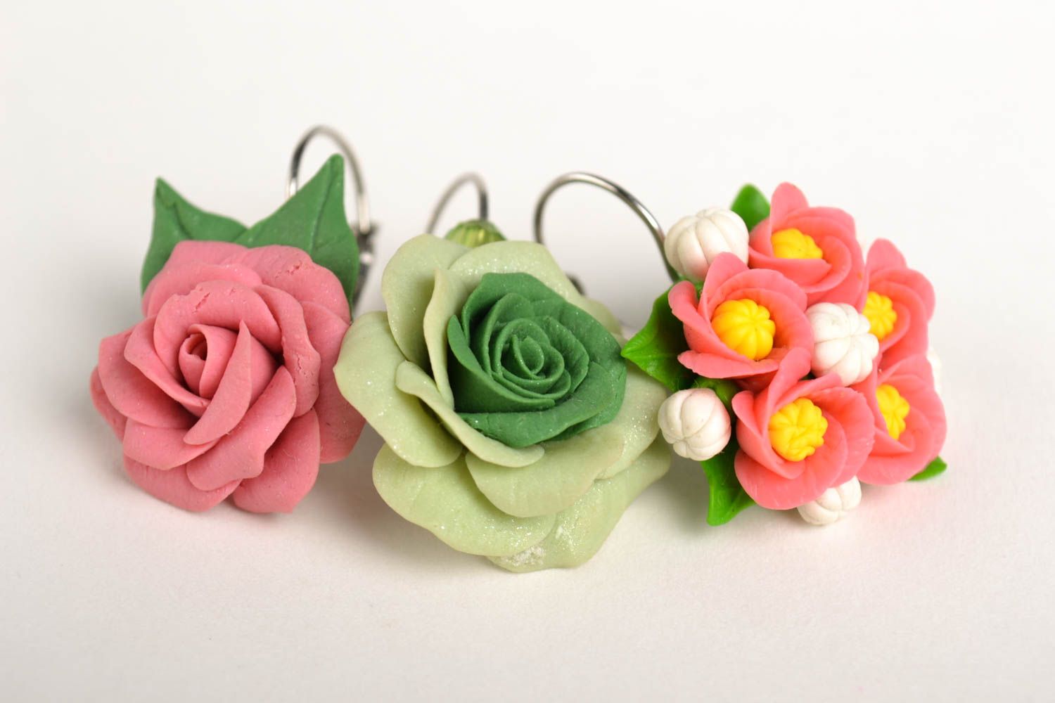 Flower earrings handmade designer earrings molded porcelain earrings for women photo 3