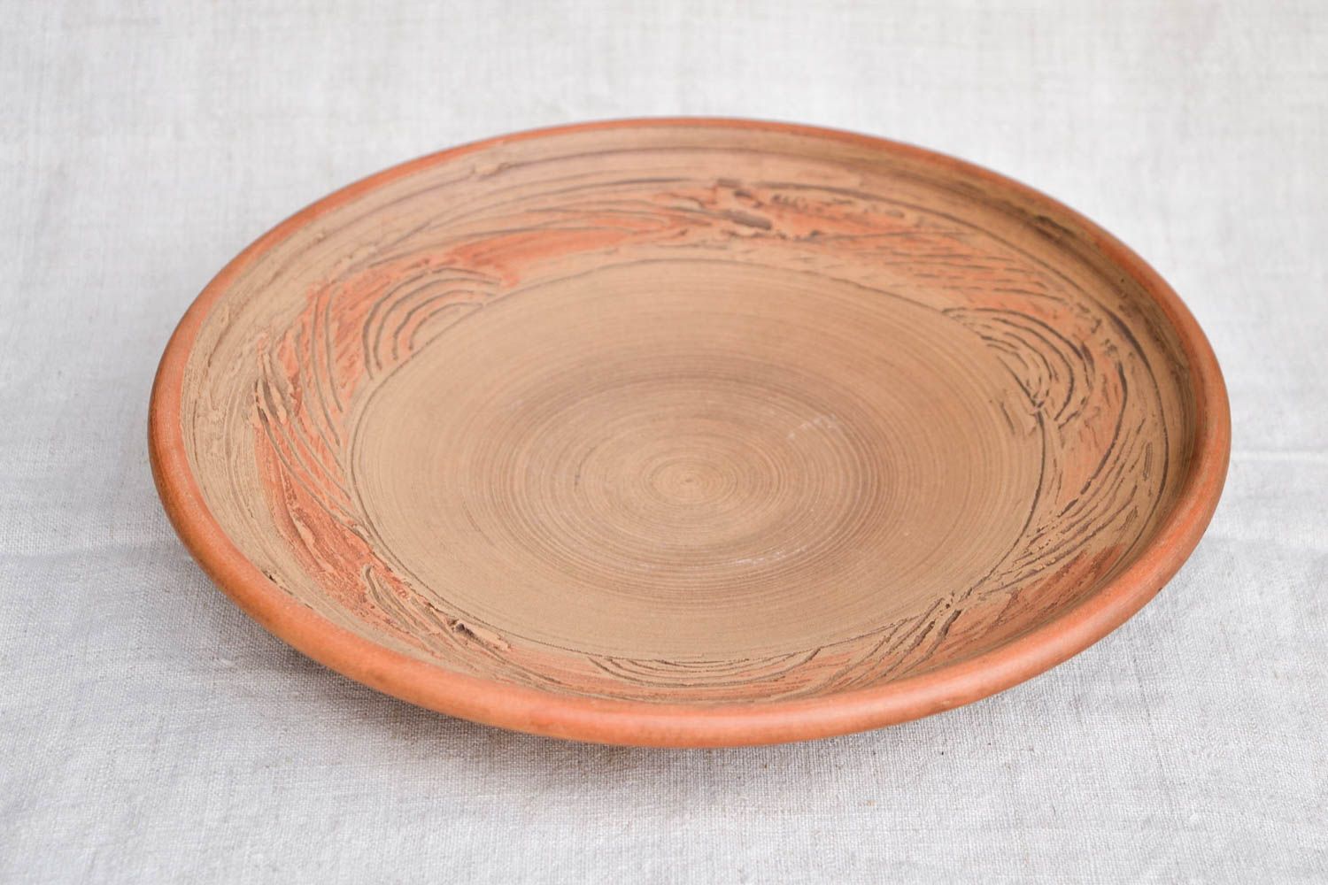 Assiette ronde faite main Vaisselle en céramique marron Cadeau insolite photo 4