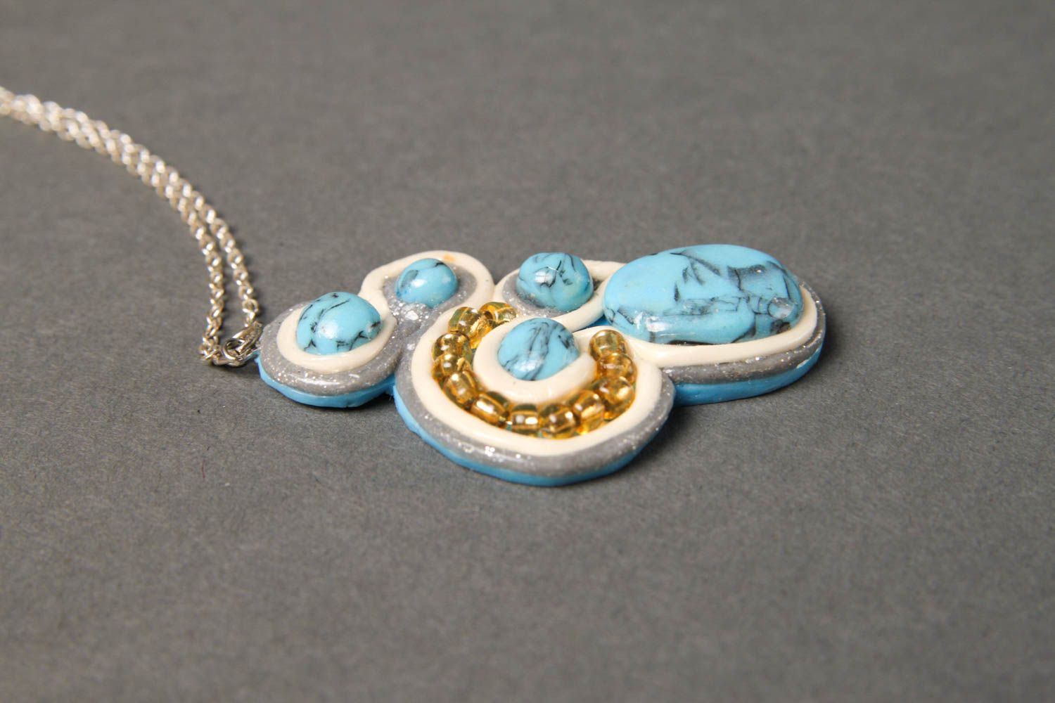Beautiful handmade plastic pendant necklace polymer clay ideas cool jewelry photo 3
