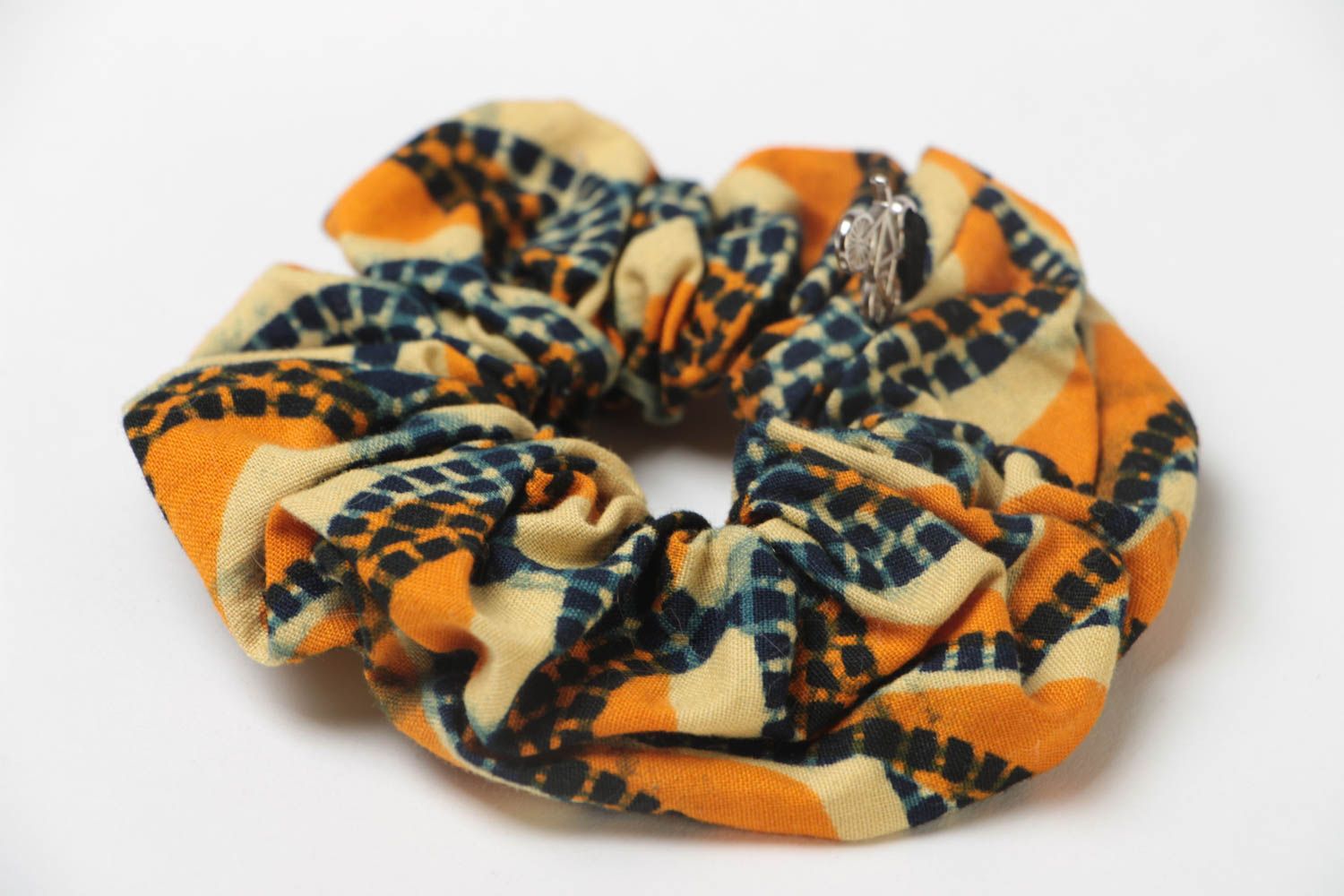 Unusual beautiful handmade women's cotton fabric hair tie designer accessory photo 3