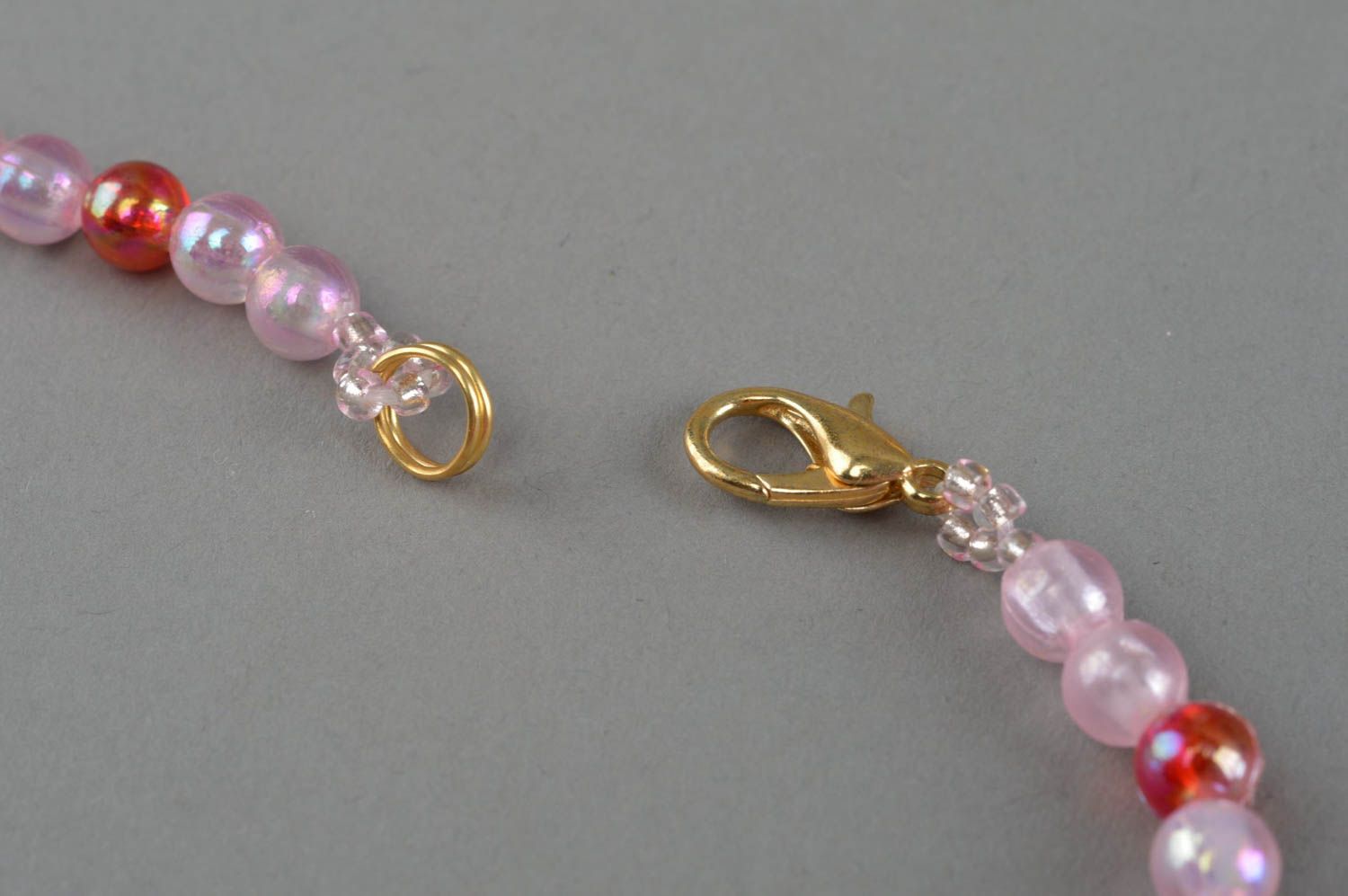 Glasperlen Halskette in Rosa zartes handmade Collier für Damen Geschenk foto 4