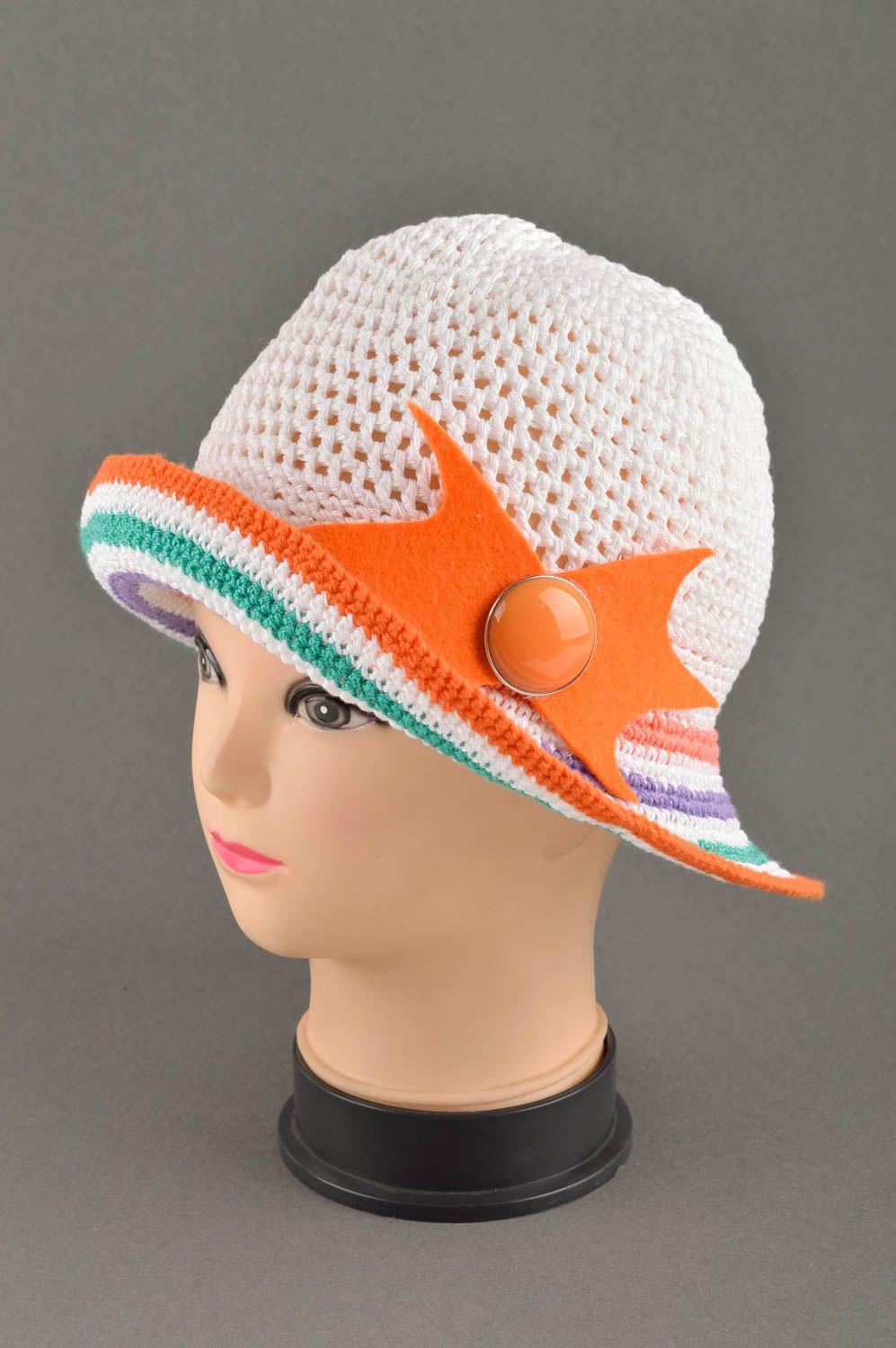 Женская шляпа ручной работы шляпа на пляж летний головной убор светлый фото 5
