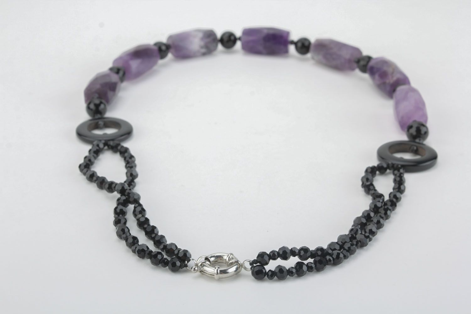Necklace made of amethyst and agate photo 1