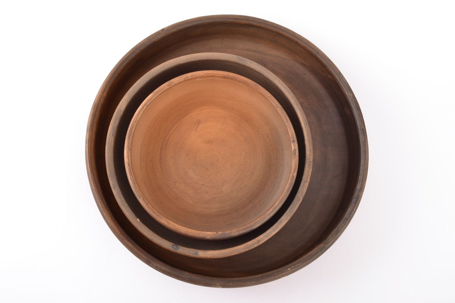 Braunes umweltfreundliches Keramik Pfannenset aus Ton in Milchbrennen Technik 3 Stück  foto 5