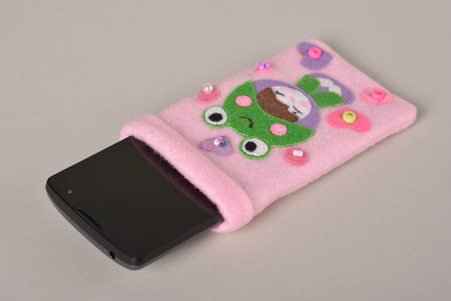 Smartphone Tasche Handmade Handy Hülle Tasche für Handy Stoff Handtasche rosa foto 2
