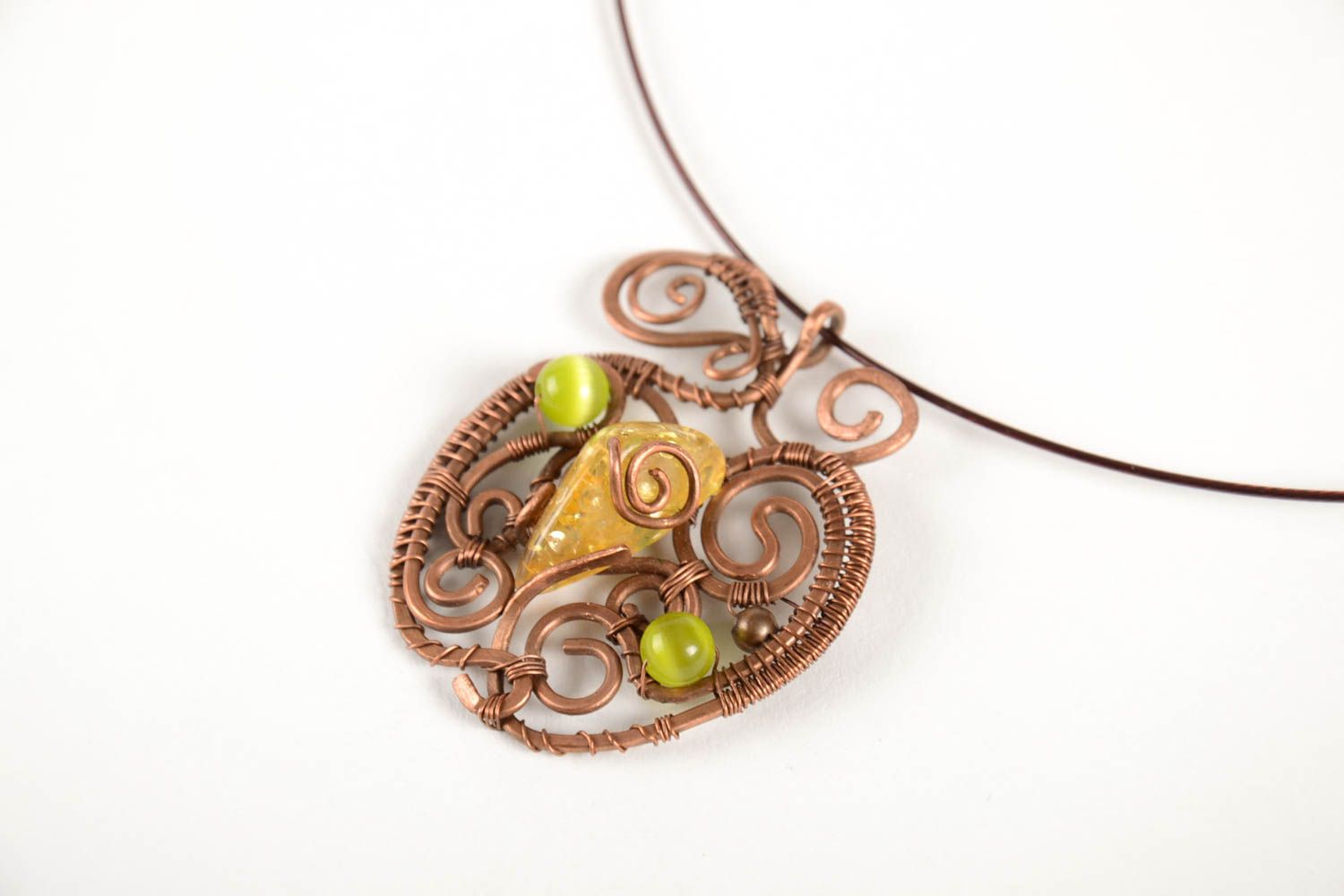 Copper pendant handmade copper wire jewelry stylish accessories for women photo 5