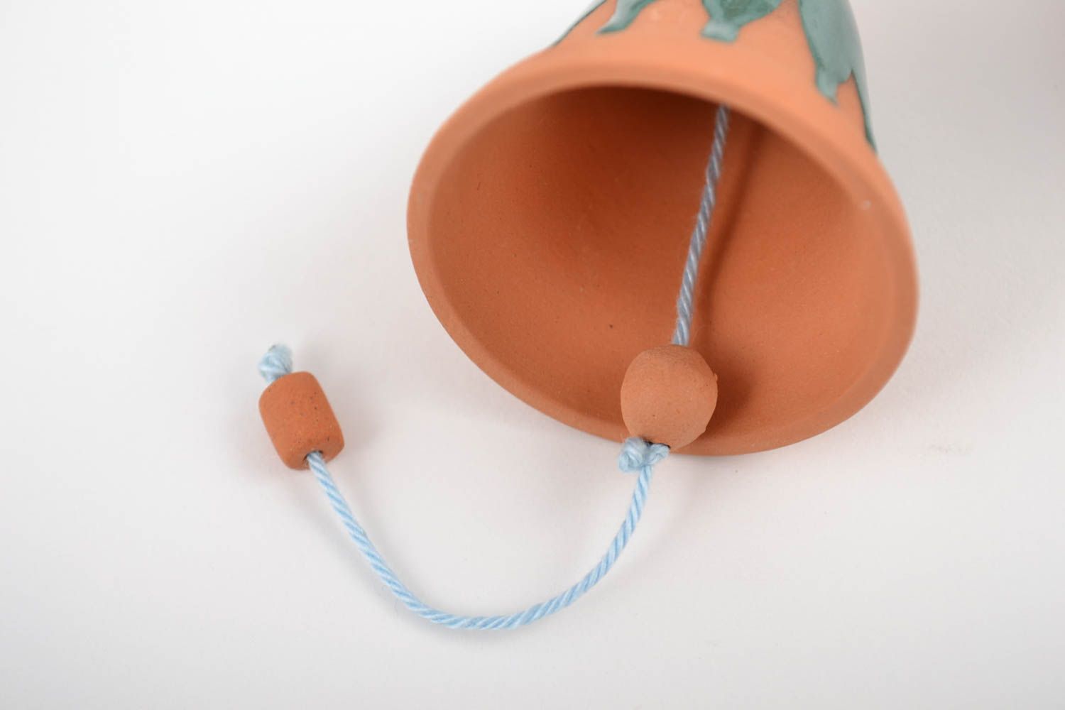 Handmade bell made of clay pendant on a string painted beautiful home decor photo 4