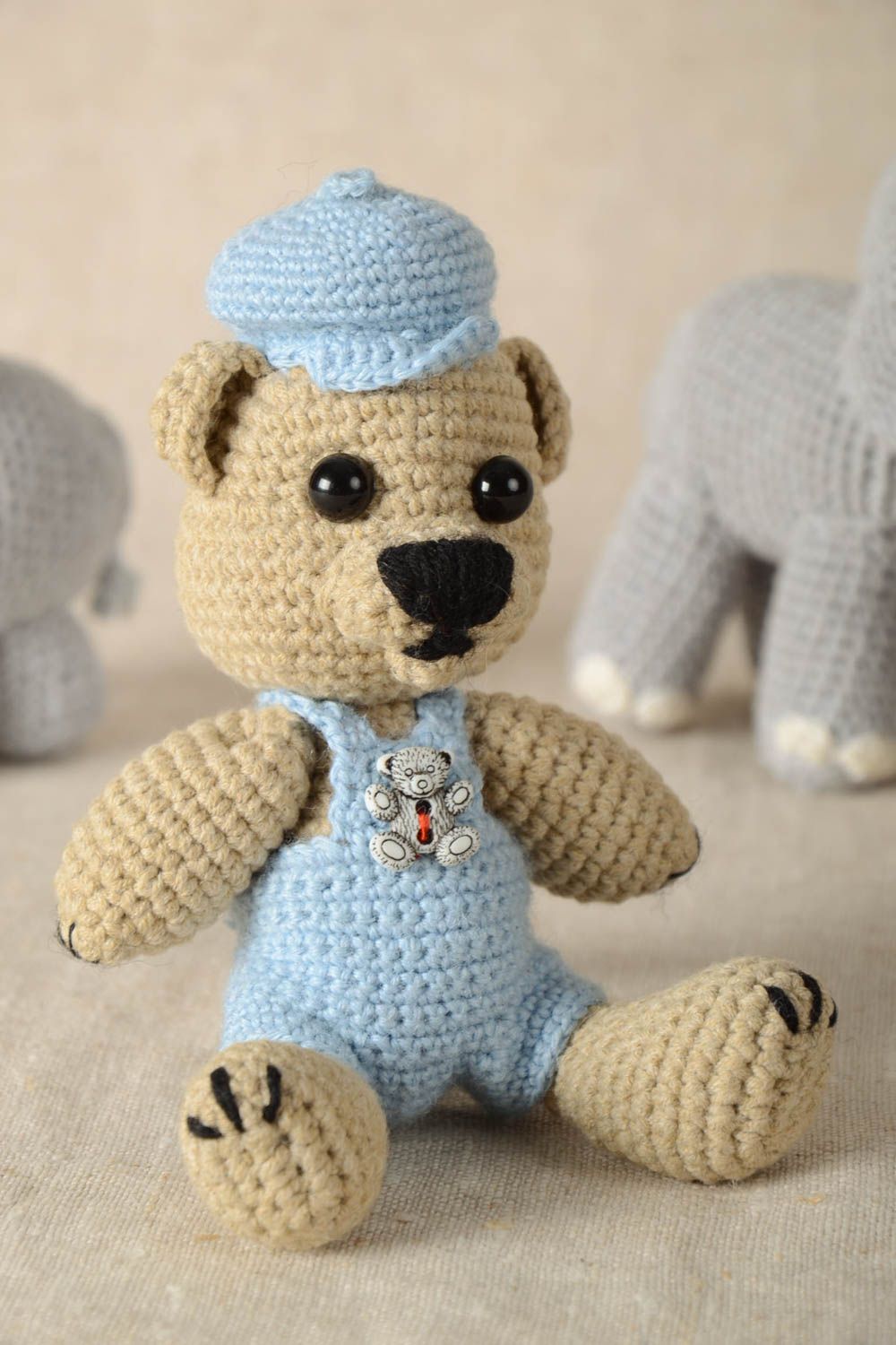 Handmade toy designer toy unusual gift nursery decor bear toy crocheted toy photo 1