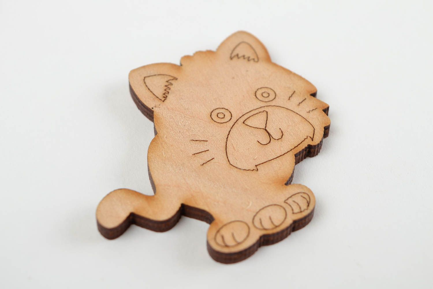 Handmade Figur zum Bemalen Holz Rohling Miniatur Figur Katze lustig hübsch foto 3