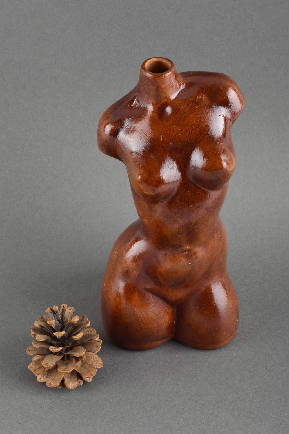 Handmade ceramic porcelain figurine vase in the shape of woman's body 1 lb photo 1