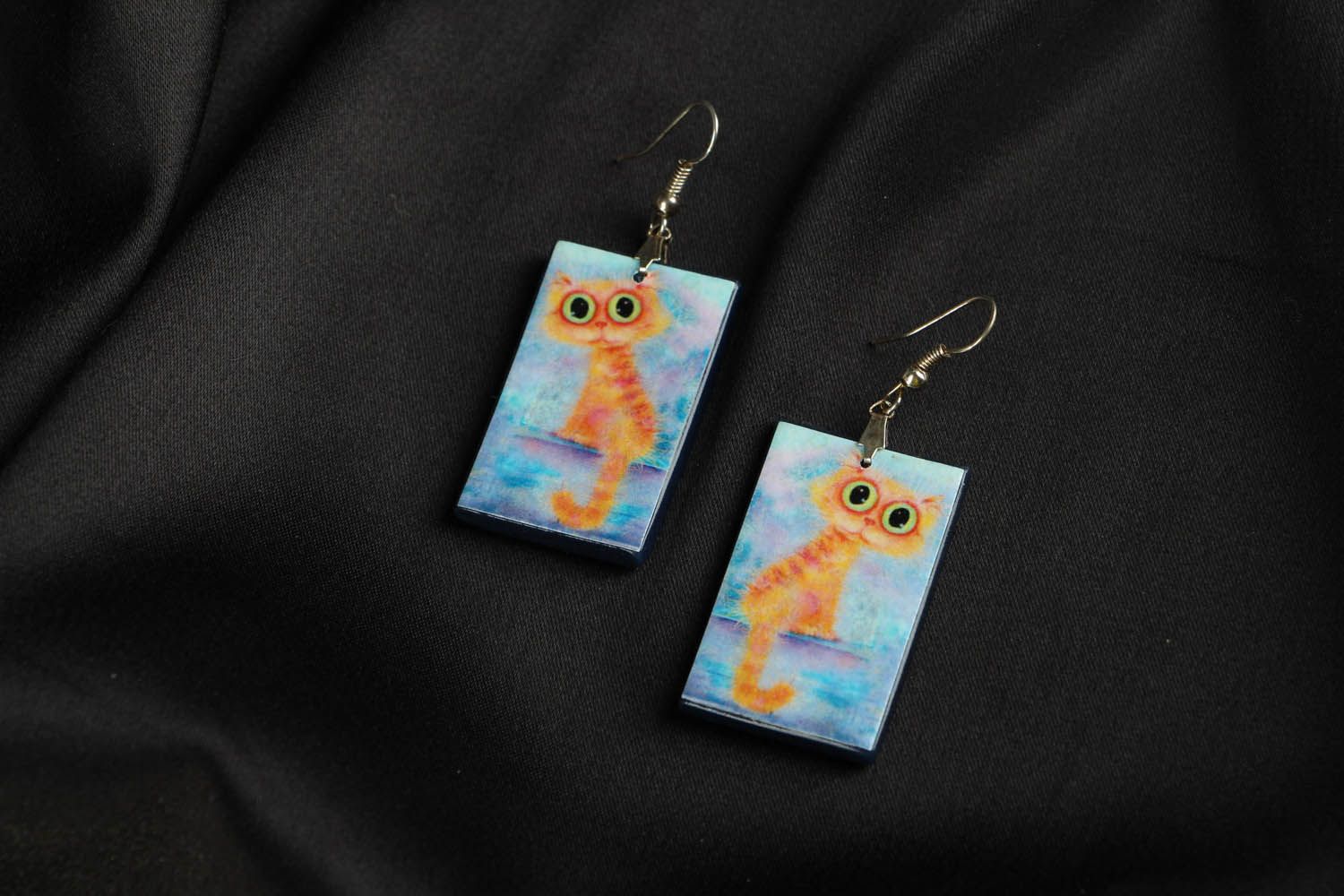 Polymer clay earrings Cats photo 1