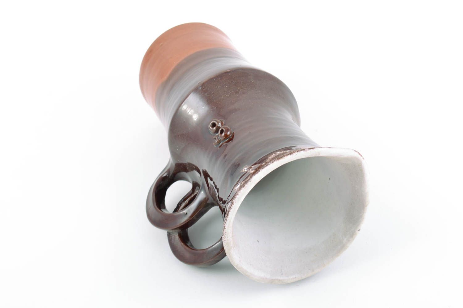 Origineller handgemachter Keramik Krug mit 2 Henkeln öko reines Ton Geschirr 1 l foto 5