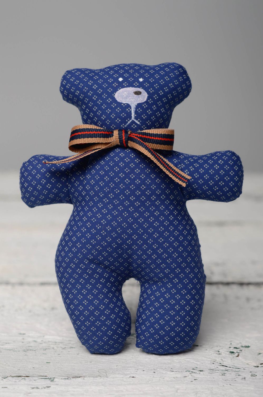Hand sewn soft fabric toy Blue Soft Bear photo 1