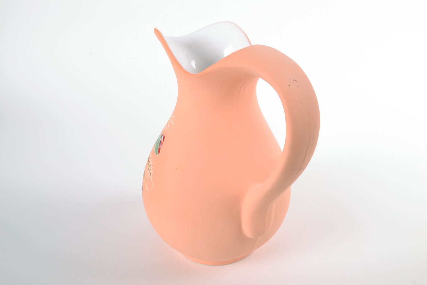 100 oz ceramic water jug with handle and floral pattern in pink color 4 lb photo 4