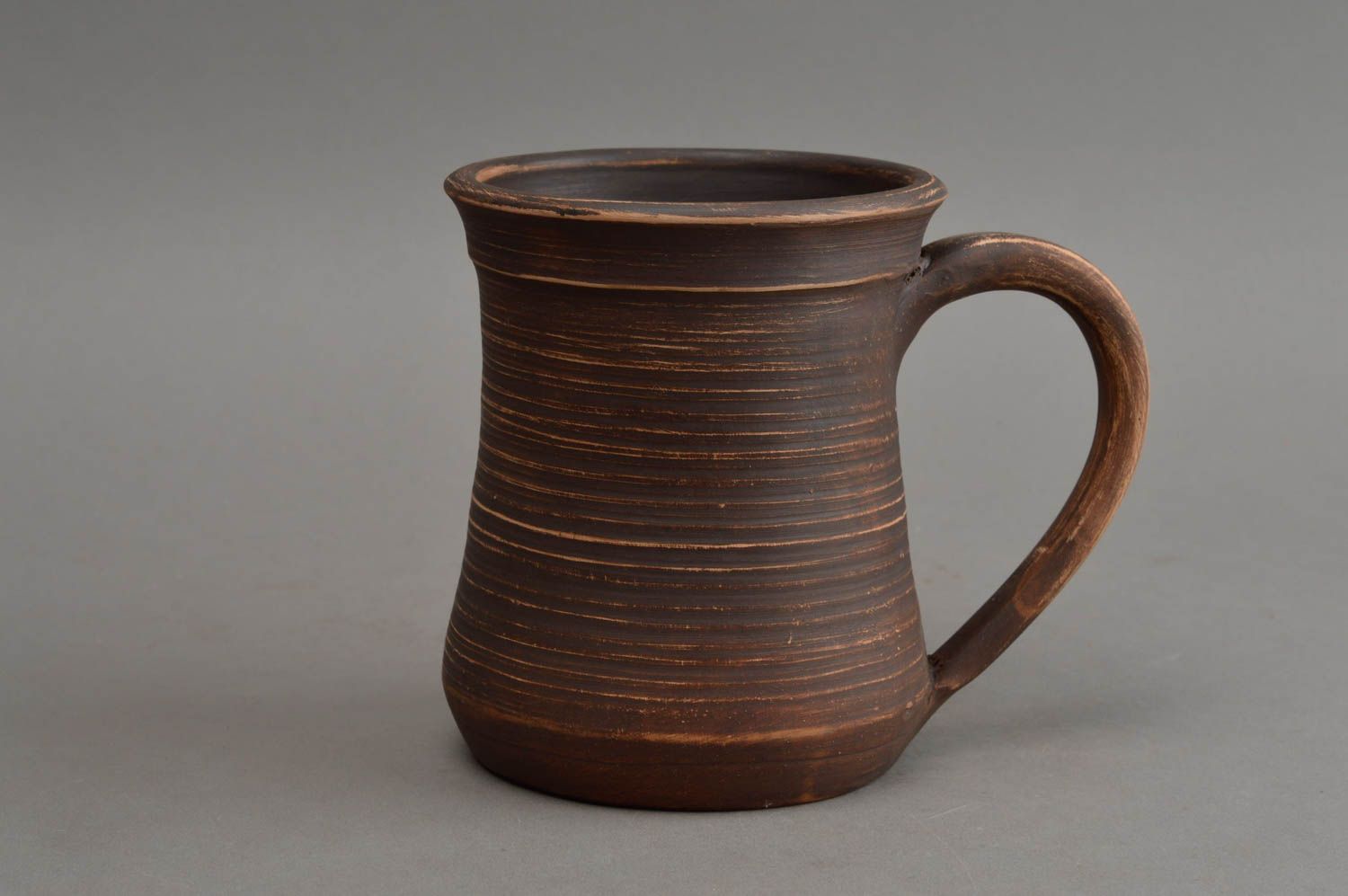 20 oz XXL natural brown clay coffee mug with handle photo 2