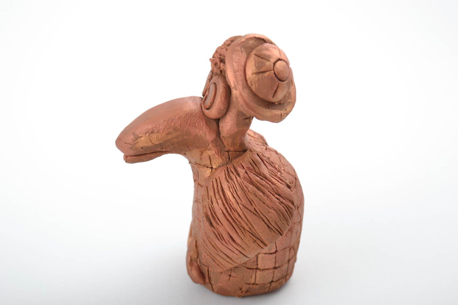 Фигурка из глины ручной работы статуэтка животного сорока статуэтка для декора фото 4