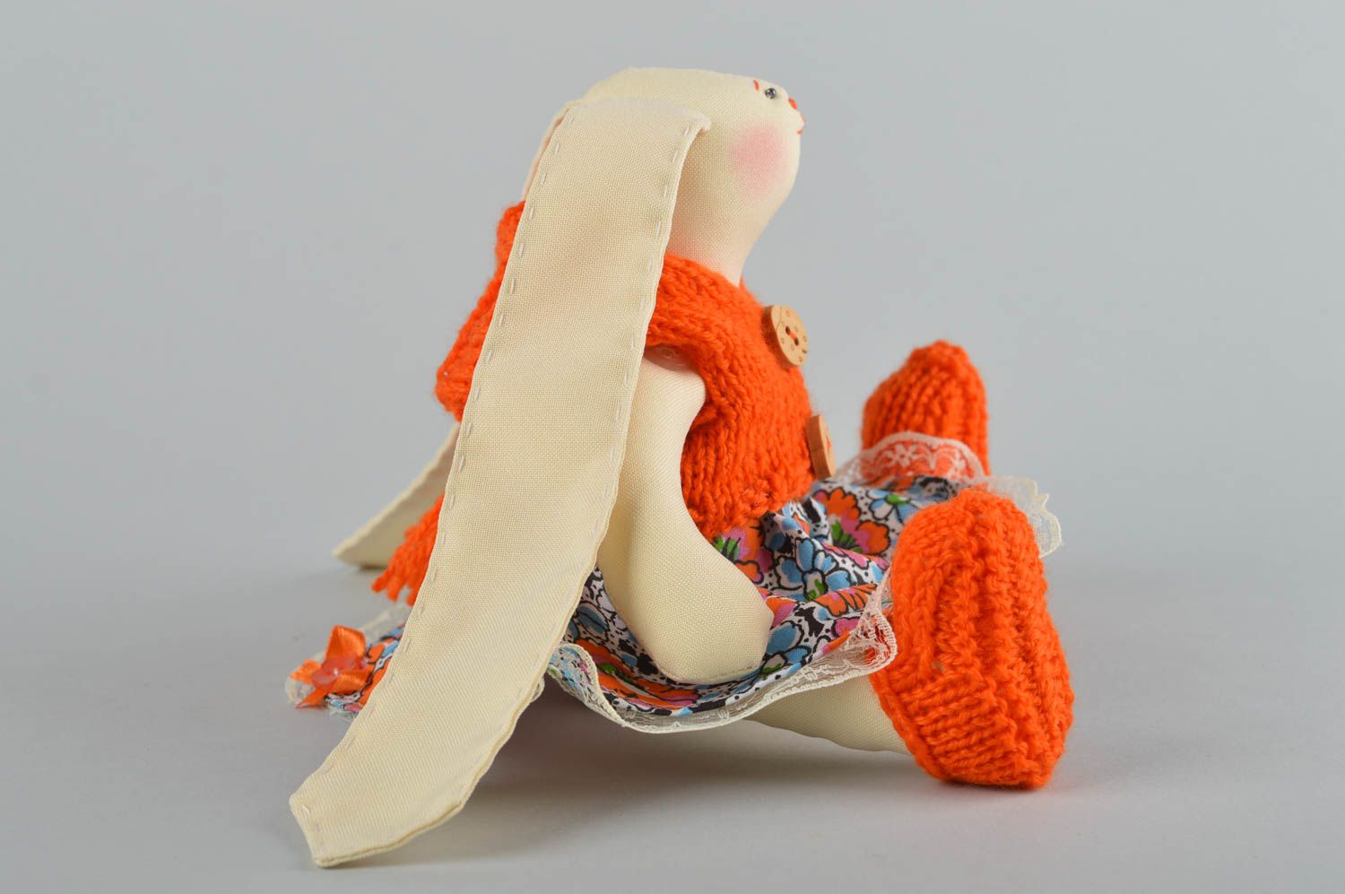 Kuschel Tier handmade Stoff Kuscheltier in Form vom Hasen Geschenk für Kinder foto 3