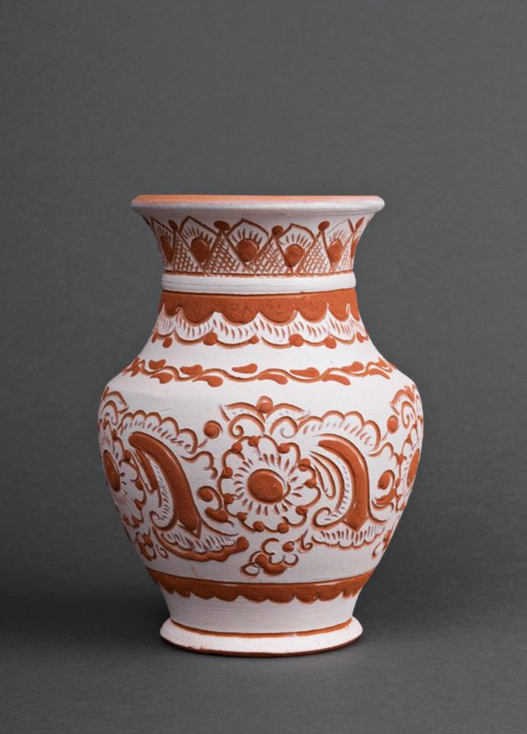 6 inches clay vase in white and terracotta color for home décor 1,19 lb photo 4