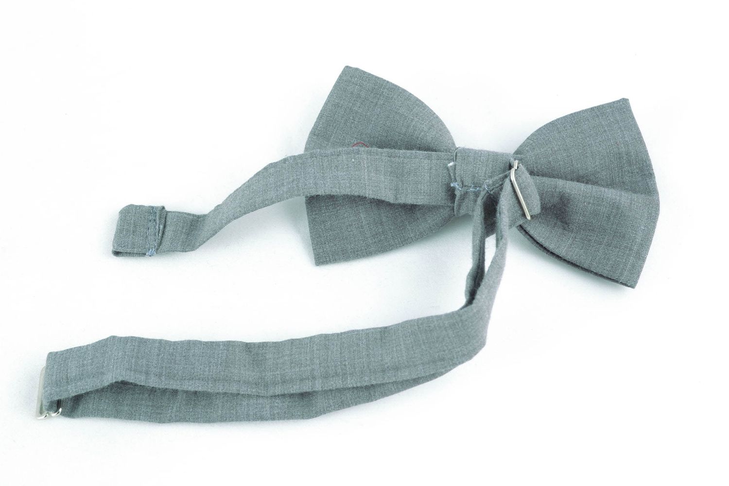 Классический серый галстук-бабочка из ткани фото 4