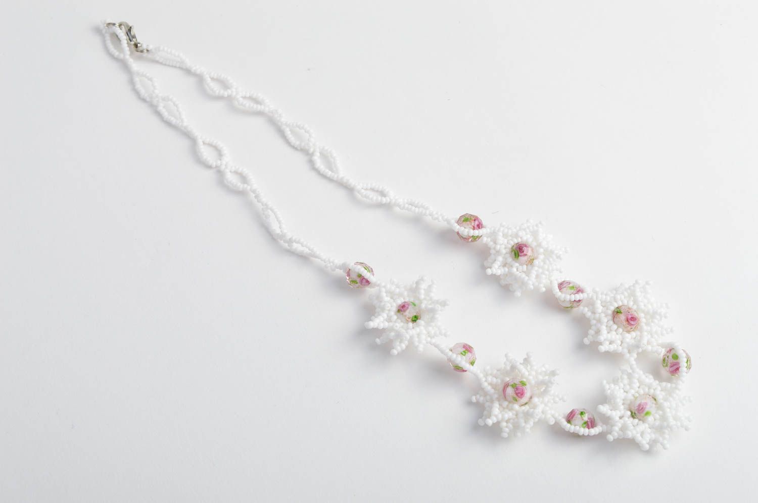 Blumen Collier handmade Damen Halskette Glasperlen Schmuck Geschenk Ideen foto 4
