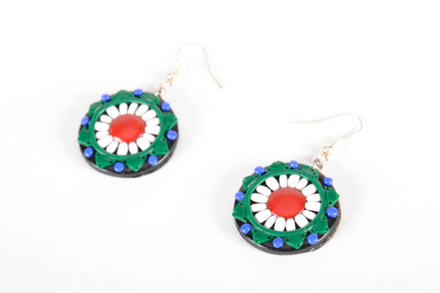 Polymer clay earrings Camomiles photo 1