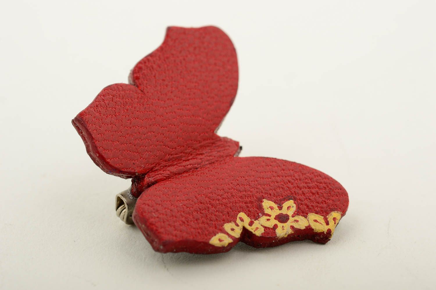 Broche de cuero artesanal bisutería fina accesorio para mujer de moda Mariposa foto 3