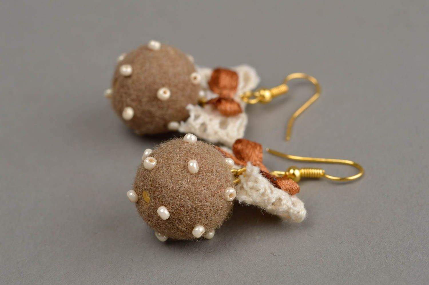 Handmade earrings ball earrings womens accessories felted balls gift for girl photo 4
